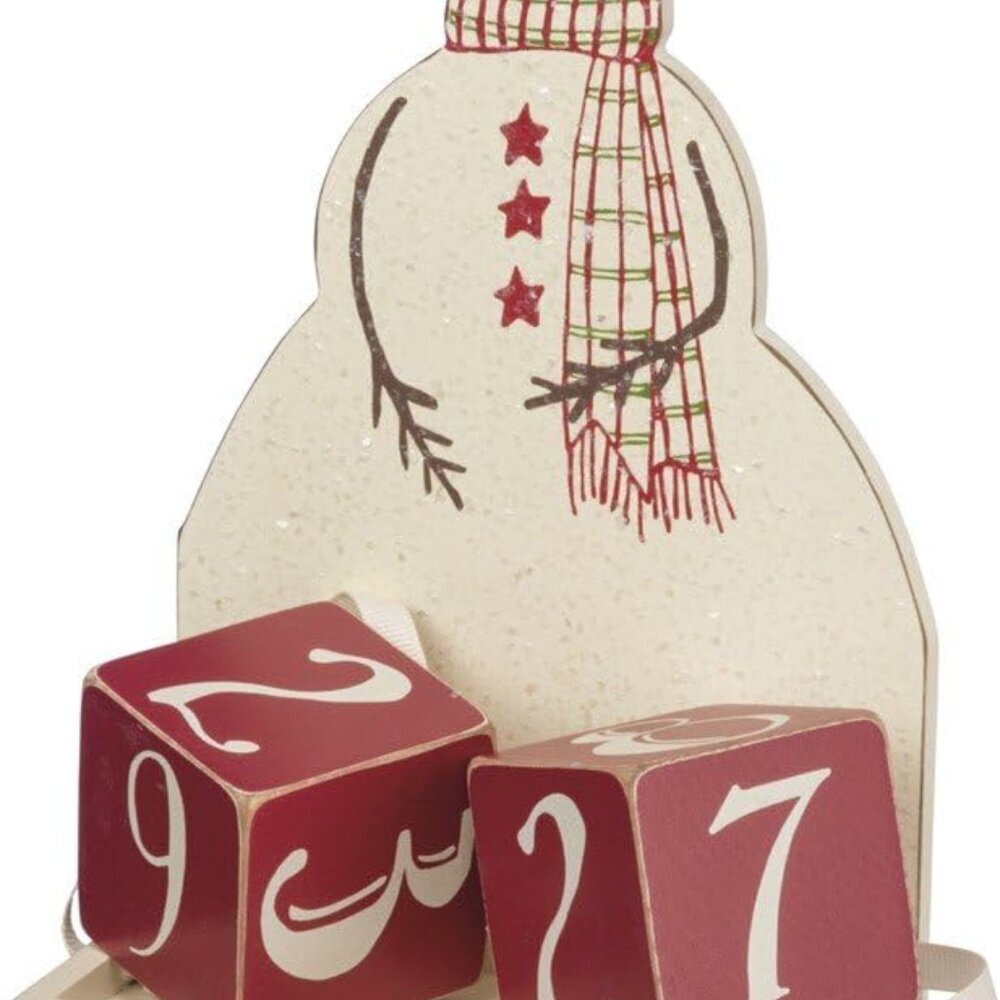 Christmas Countdown Wood Blocks Set, Snowman, 3 Piece